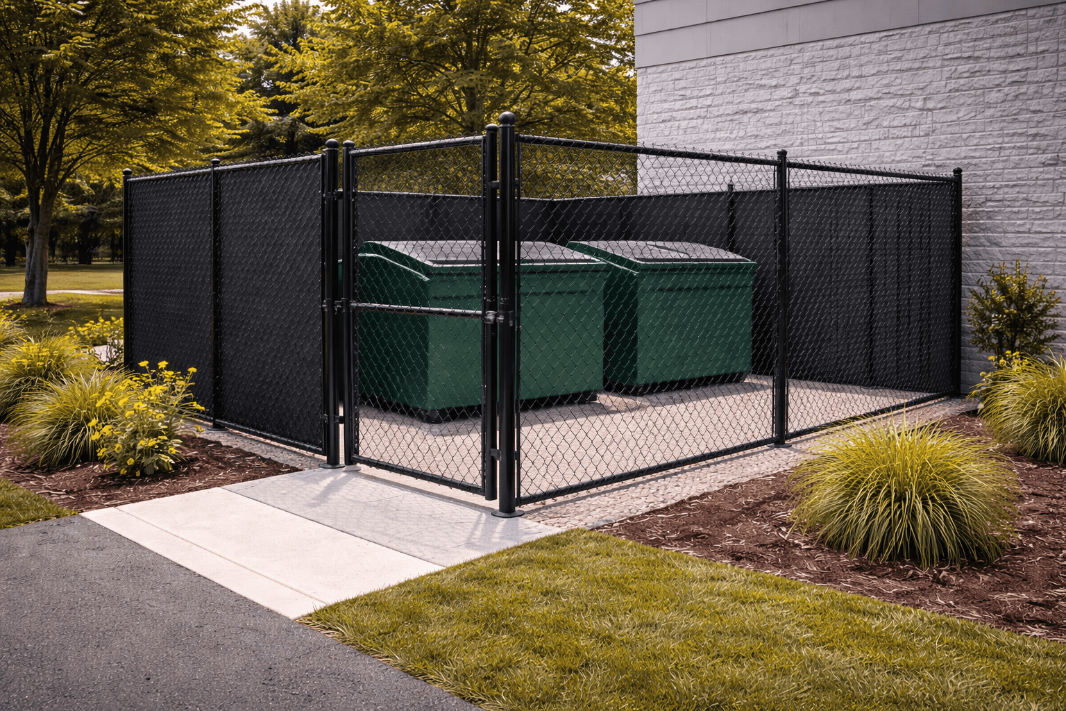 Garbage with Chain Link Fencing