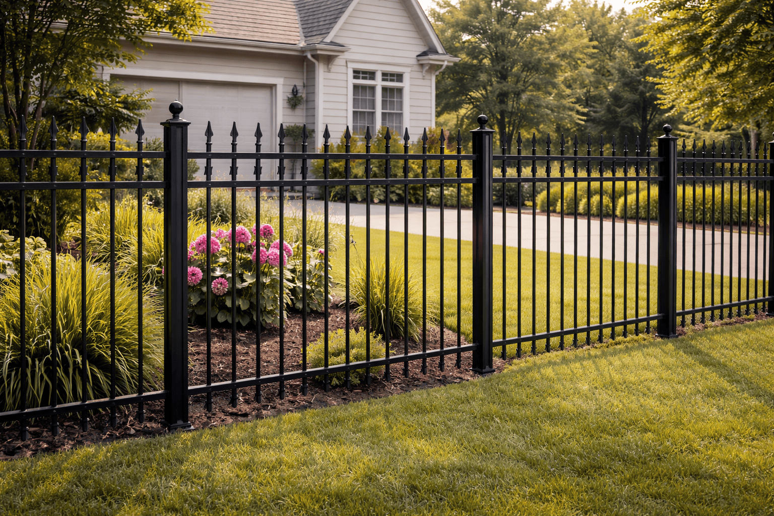 Iron Fence Residential Property Driveway