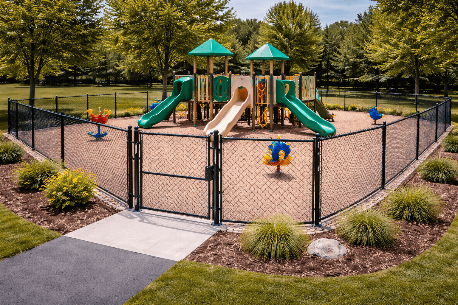 Playground with Chain Link Fence